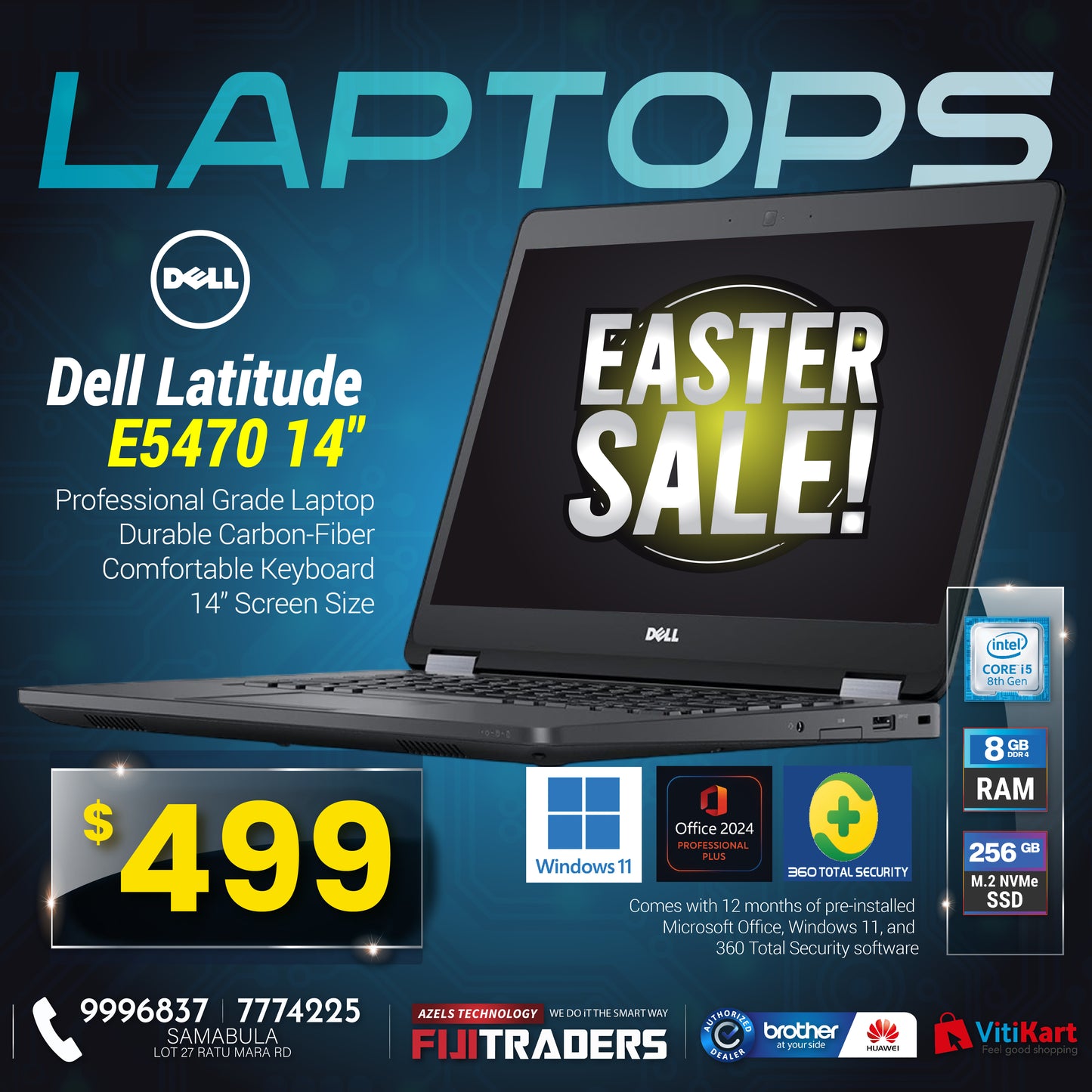 Dell Latitude E5470 14" Laptop | i5-6300U | 8GB RAM | 256GB SSD | Win 11 (Ex-Leased)