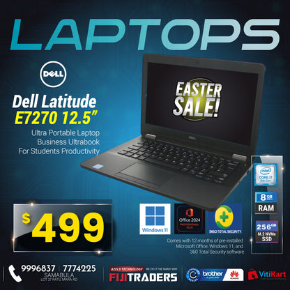Dell Latitude E7270 12.5" Laptop | i5-6200U | 8GB RAM | 256GB SSD | Win 11 (Ex-Leased)
