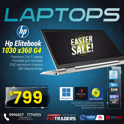 HP ELITEBOOK 1030 x360 G3 (Touch) | i5-8250U| 8GB RAM| 256GB SSD (Ex-leased)