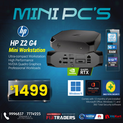 HP Z2 G4 MINI Workstation Business PC - i7 16GB 512GB SSD Nvidia Graphics 4GB