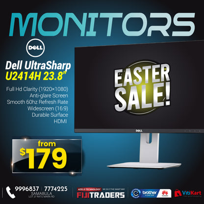 Dell Ultra Sharp U2414H 23.8" FHD IPS Monitor (Ex-Leased)